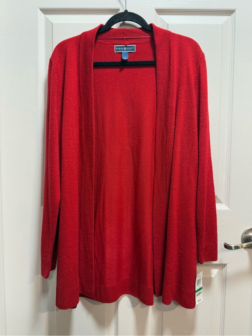 Karen Scott Red Open-Front Women's Cardigan size L NWT
